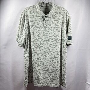 Adidas Polo Shirt Mens Large‎ Golf Performance Camo Athletic Gray Green Patch